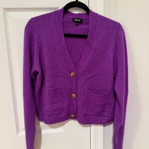 ME+EM Bright Purple V-Neck Button Front Cardigan